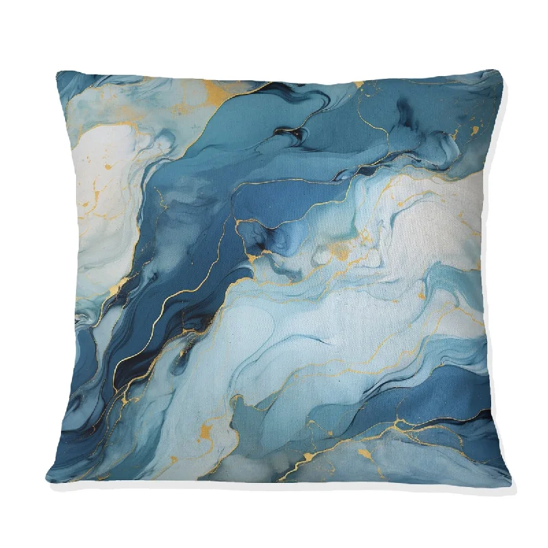 Designart "Zen Blue And White Marble I" Marble Printed Throw Pillow