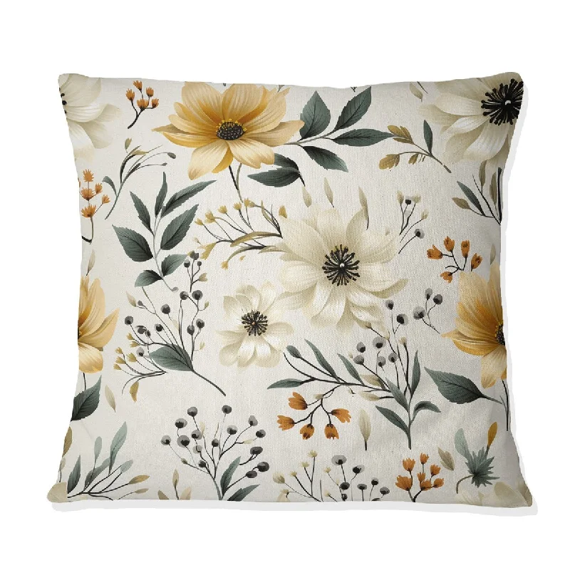 Designart "Zen Floral Fusion I" Plants Printed Throw Pillow