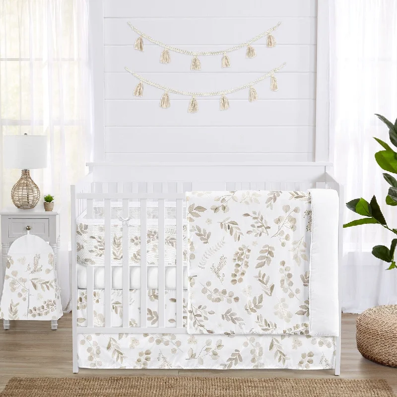 Floral Leaf Boy Girl Gender Neutral Sweet Jojo Designs 6p Crib Bedding + BreathableBaby Breathable Mesh Liner Boho