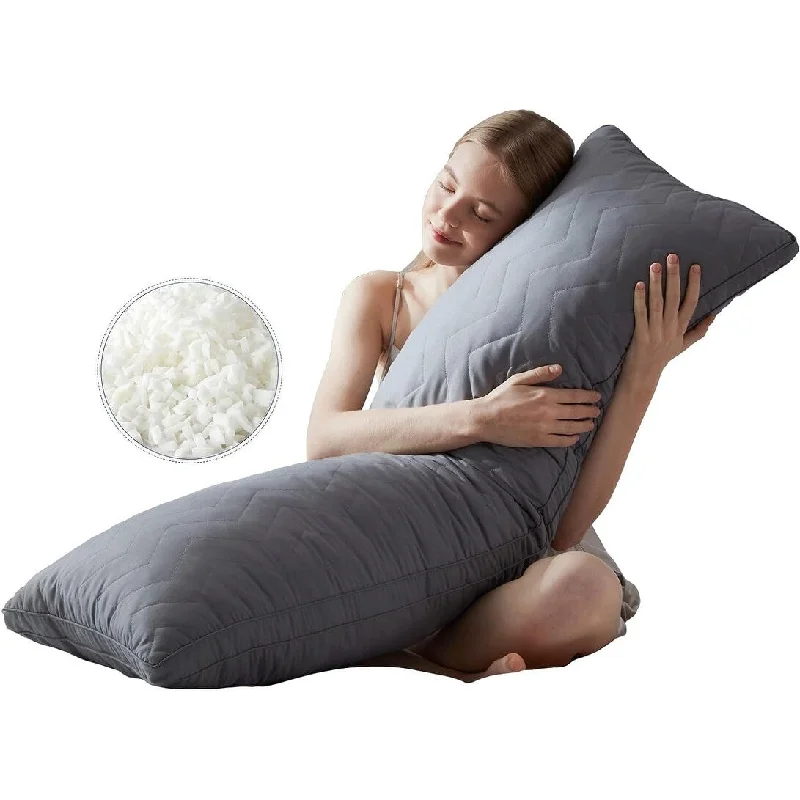 Full Body Pillow for Side Sleeper - Soft Long Bed Pillow for Adults - Memory Foam-grey