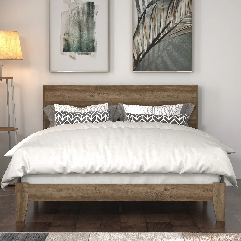 GALANO Layton Wood Frame Queen Platform Platform Bed with Headboard