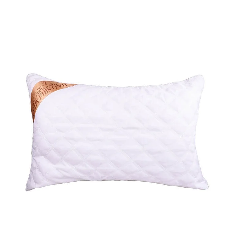 Luxury Queen Bed Pillow Hotel Sleep Hypoallergenic Cotton Fill Machine Washable - White