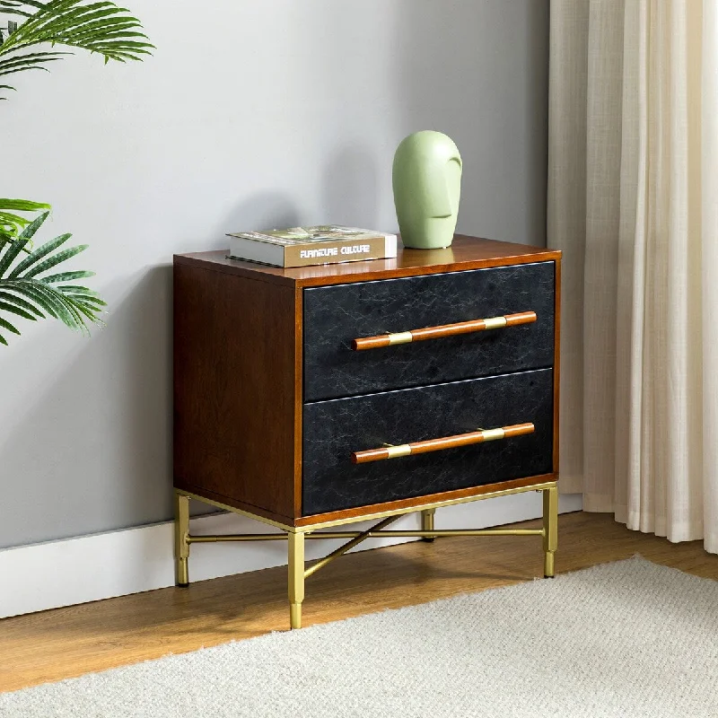 Modern Bedside Table with Dual Drawers and Stylish Handle Design, Ideal for Versatile Home Decor