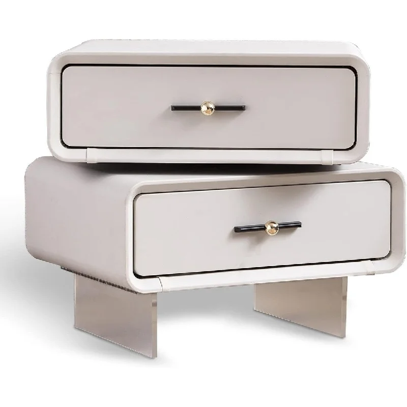 Modern Nightstand with Drawers Rotatable Bedside Table, 21.65"D x 17.72"W x 14.17"H