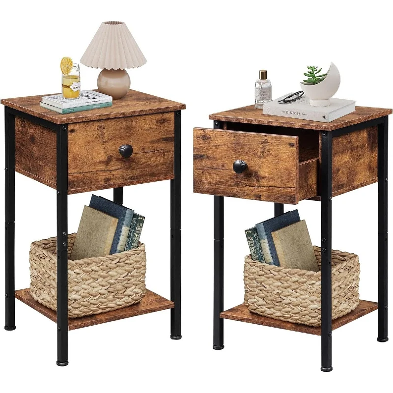 Nightstands Set of 2, Bedside Tables with Adjustable 14.57"D x 12"W x 24"H