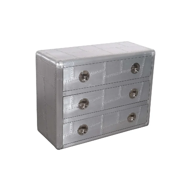 Pilot 3-Drawer Chest in Silver Aluminum Cladding