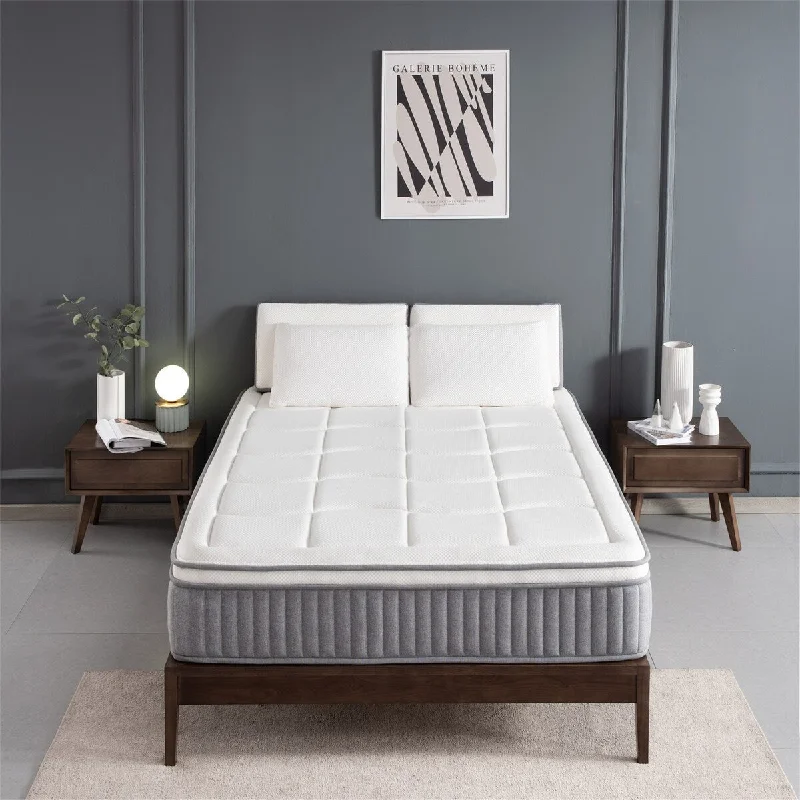 Queen Mattress,12 Inch Euro Top Hybrid Mattress, Gel Memory Foam with Pocket Spring Mattress