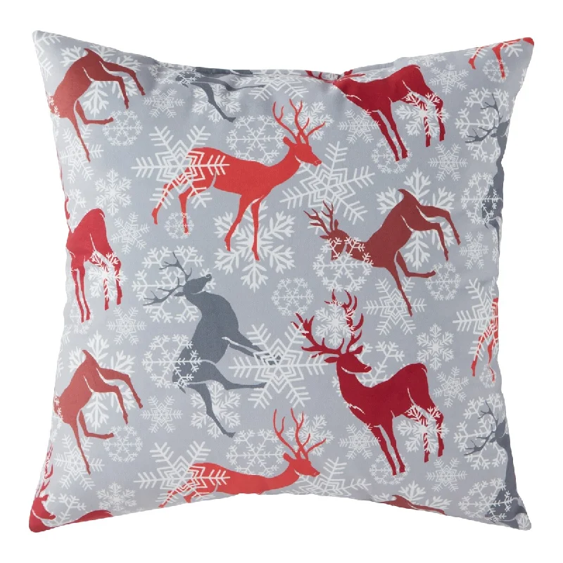 Reindeer 18-inch Holiday Throw Pillow