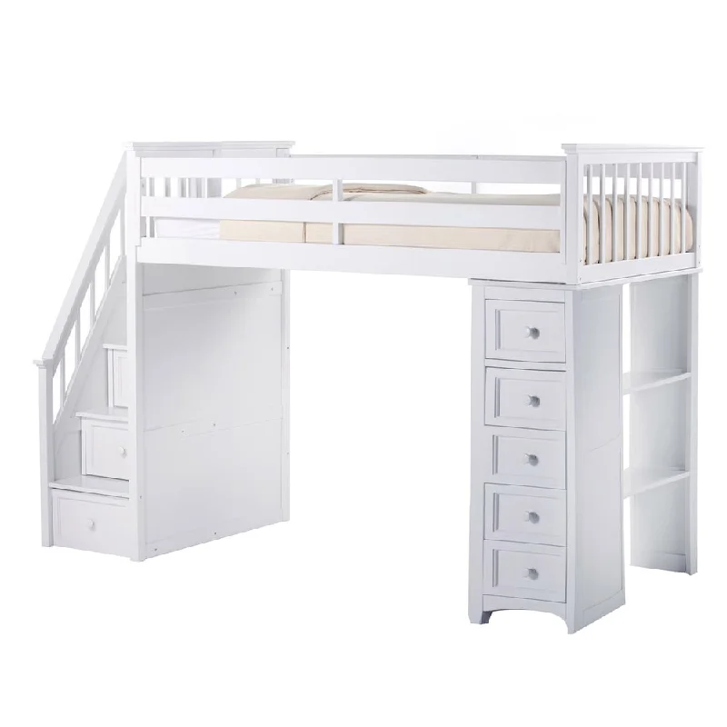 School House Stair Loft w/Chest End White