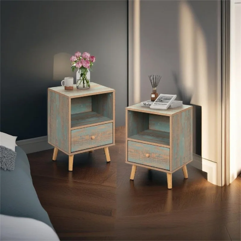 Set of 2 Modern Low Bedside Table