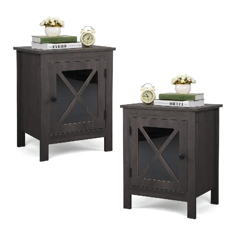 Set of 2-Piece X-Shaped Door Bedside Tables - Modern Style Bedside Furniture - Suitable for Rooms