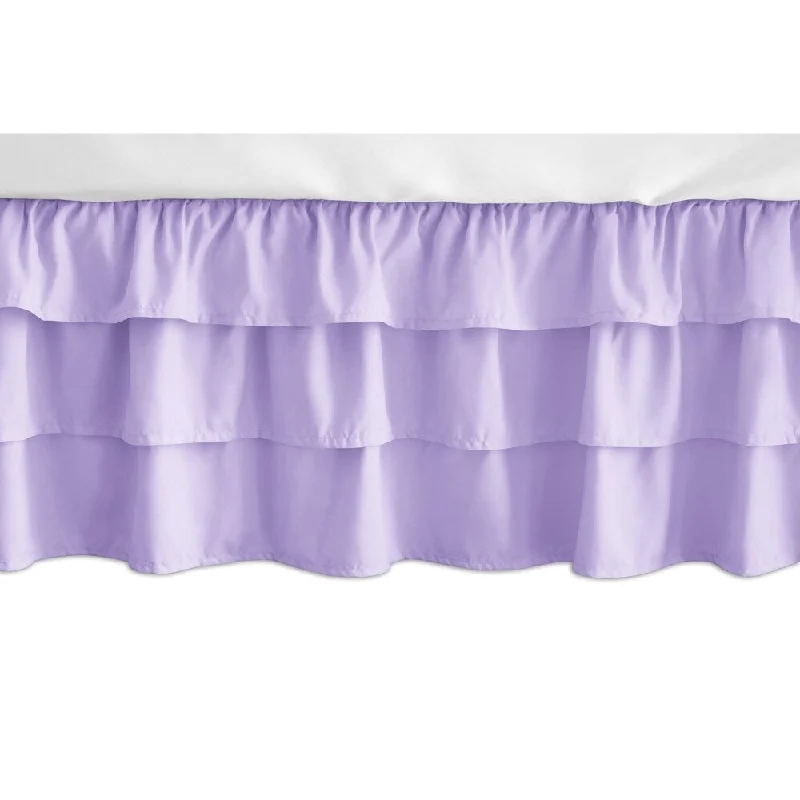 Sweet Jojo Designs Solid Lavender Pink and Purple Butterfly Girl Collection 3 Tiered Ruffled Crib Bed Skirt