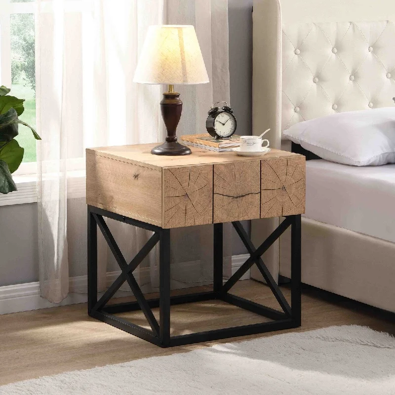 Unique Design Nightstand, one Drawer, Easy to Clean, Stable and Sturdy, Suitable for Bedrooms, Living rooms, Offices, etc.