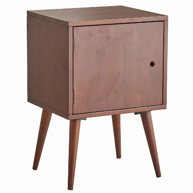 1 Door Storage Wooden Nightstand with Splayed Legs, Dark Brown