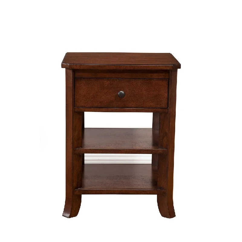 1634APB Mohagany 1 Drawer Nightstand with Shelves