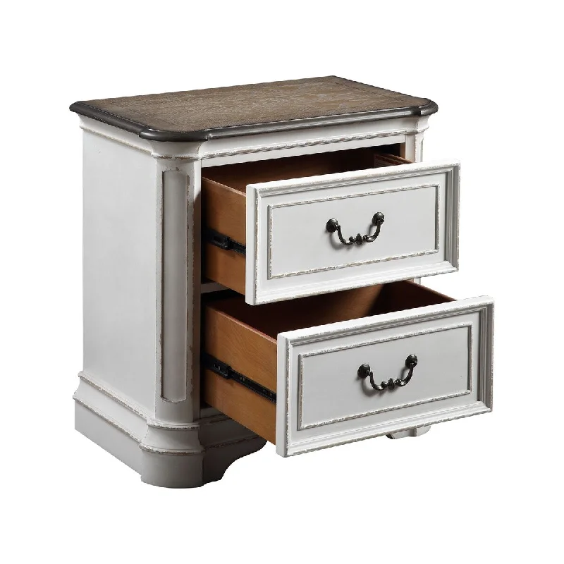 2-drawer Nightstand, Felt Lined Top Drawer, Side Metal Glide