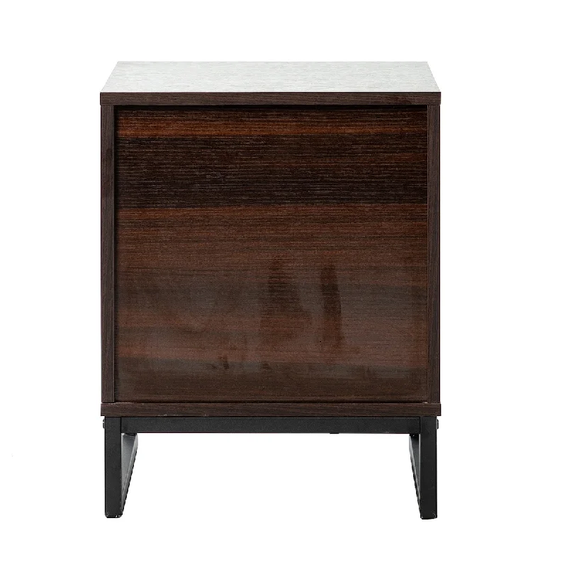 2-Drawer Nightstand with Black Metal Base