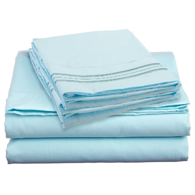 4 Piece 1600 Count Super Soft Sheet Set Queen Tiffany Blue