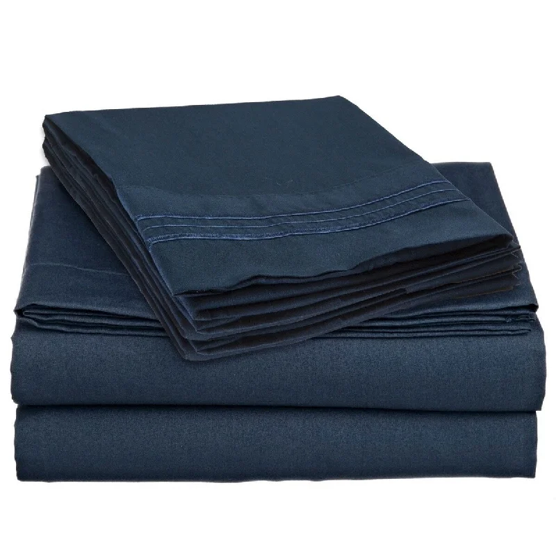 4 Piece 1600 Count Super Soft Sheet Set Twin Blue