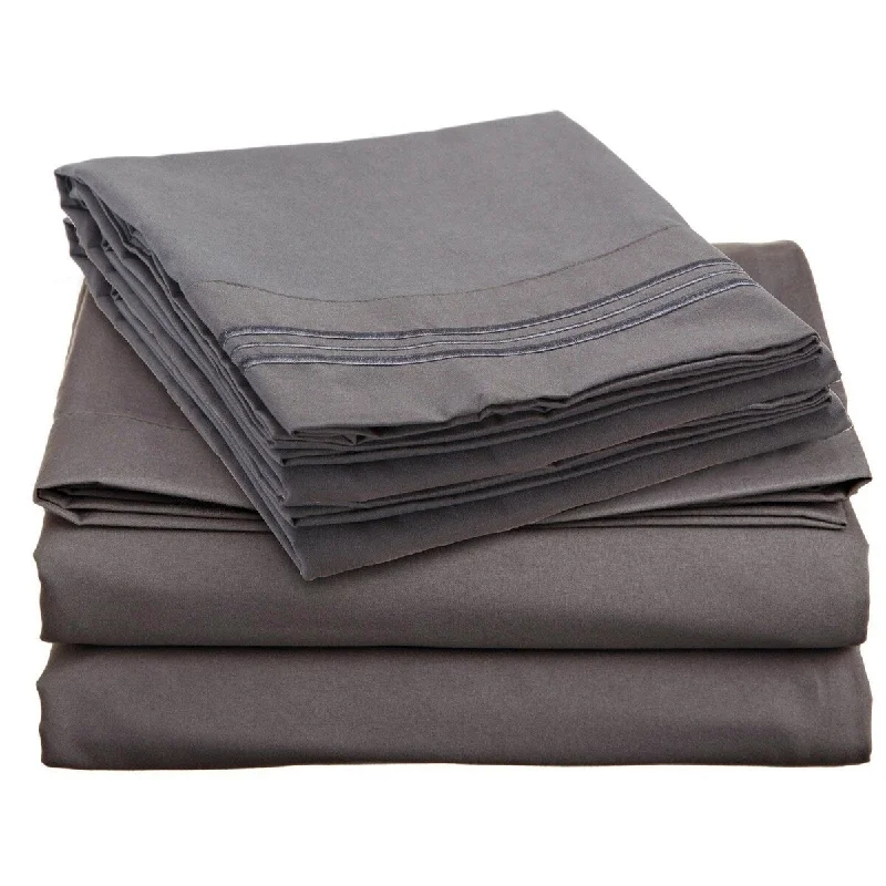 4 Piece 1600 Count Super Soft Sheet Set Twin Gray