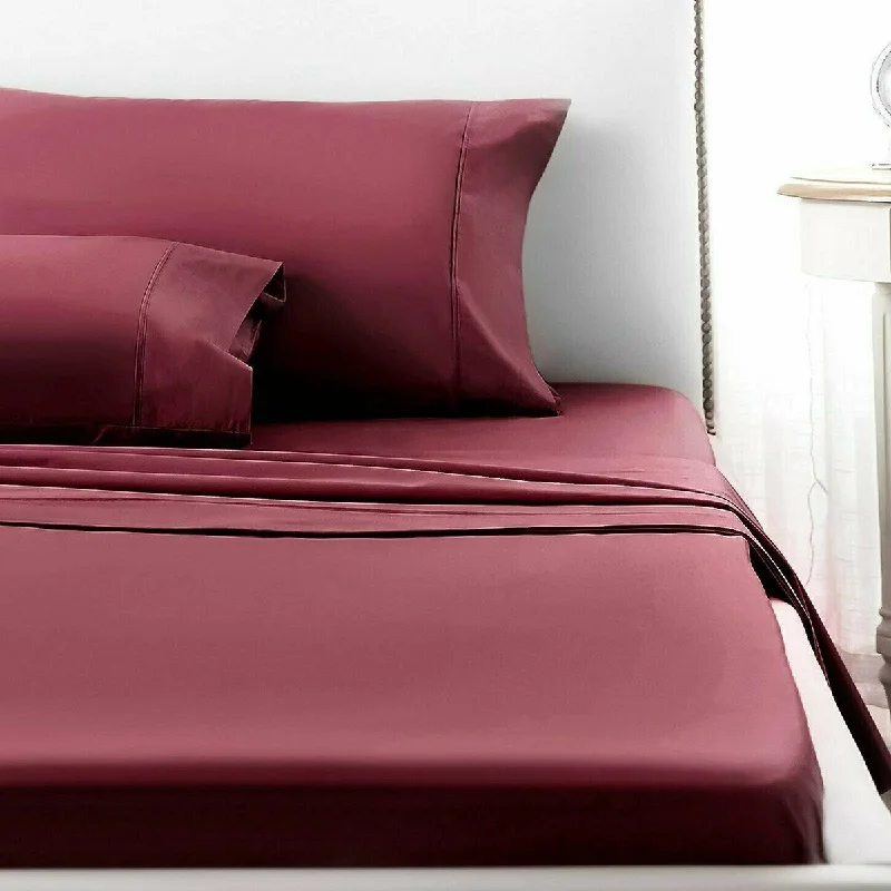 4 Piece Deep Pocket 1800 Count Luxury Sheet Set Full Burgandy