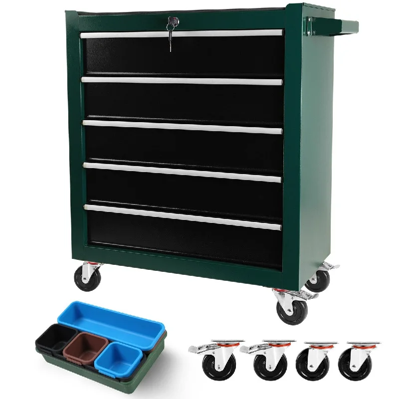 5-Drawers Rolling Tool Chest,Tool Cabinet on Wheels with Keyed Locking System and Drawer Liners