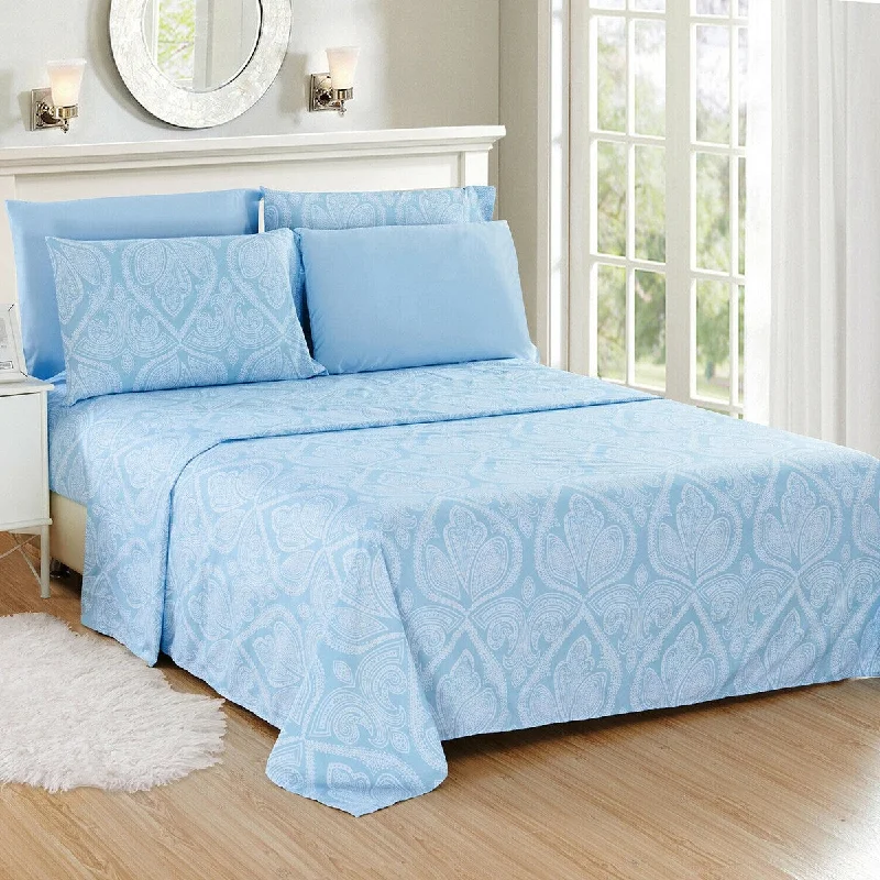 6 Piece 1800 Series Egyptian Paisley Sheet Set Full Blue