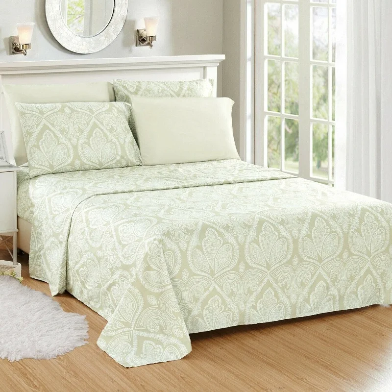 6 Piece 1800 Series Egyptian Paisley Sheet Set Full Ivory