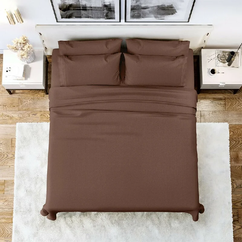 6 Piece Sheet Set 1800 Series Egyptian Deep Pocket King Brown