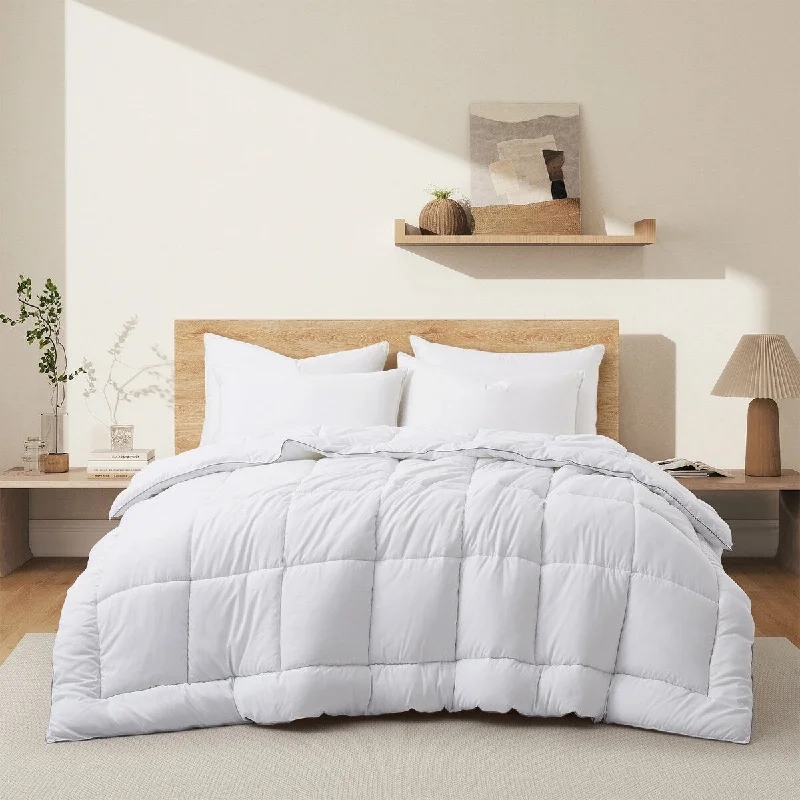 All-Season Fluffy Down Alternative Comforter, Embossed Duvet Insert with Corner Tabs