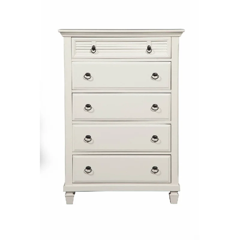 Alpine Furniture Home Decorative Winchester 5 Drawer Chest - White