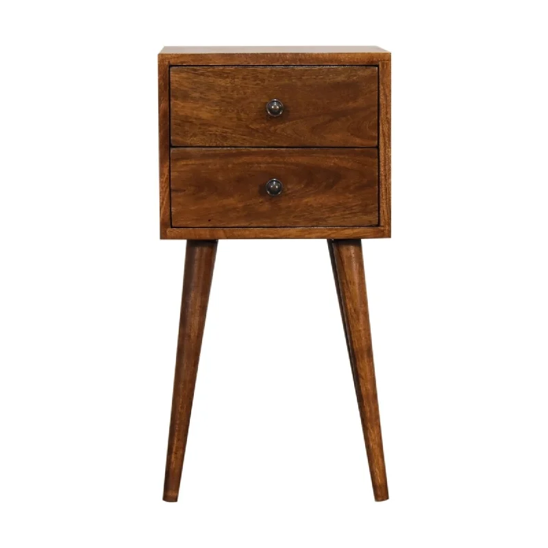 Artisan Furniture Solid Wood Mini 2 Drawer Chestnut Nightstand