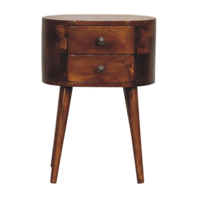 Artisan Furniture Solid Wood Mini Chestnut Rounded Nightstand Table