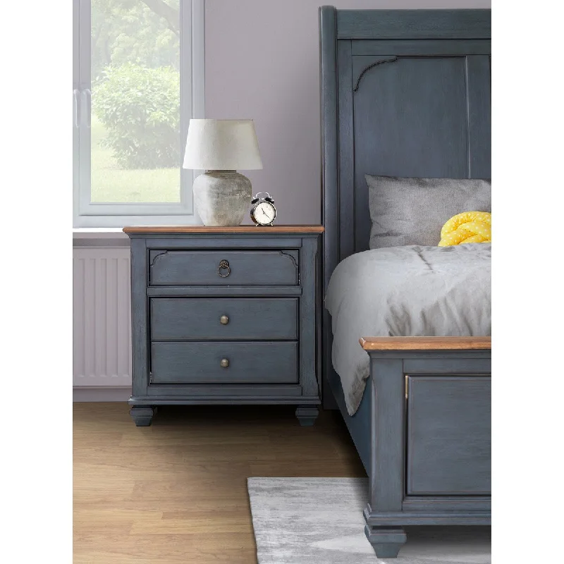 Bridgevine Home Americana Nightstand, No Assembly Required, Corduroy Blue Finish