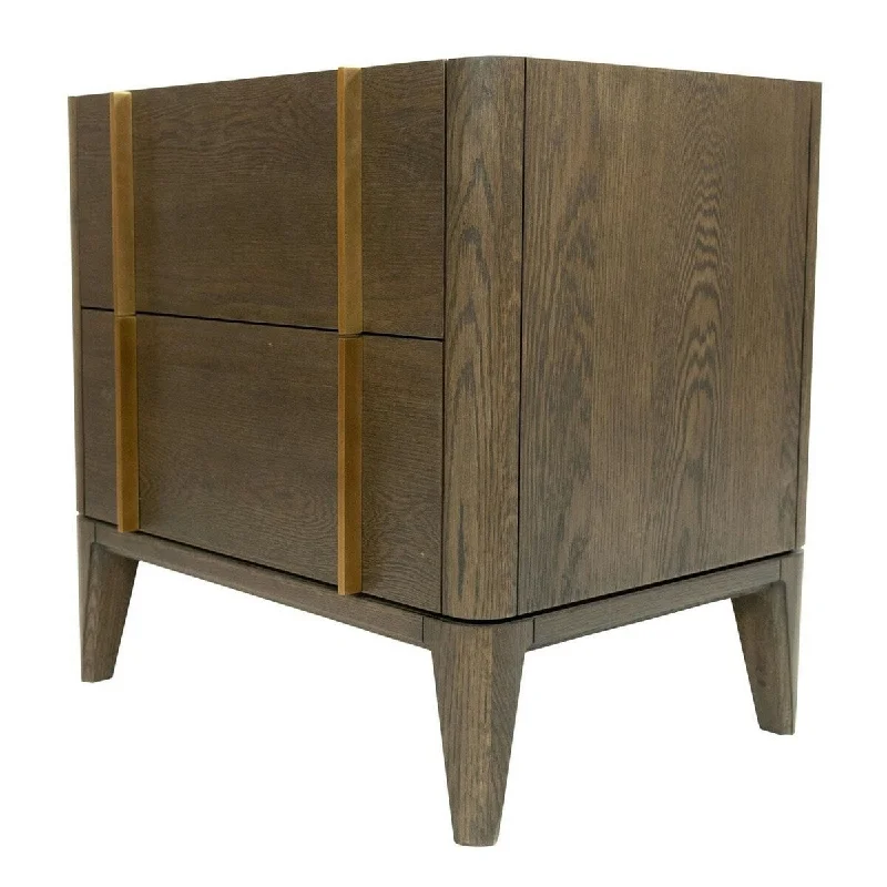 Cid Ohio 24 Inch Modern Nightstand, Faux Marble Top, Classic, Wood, Brown