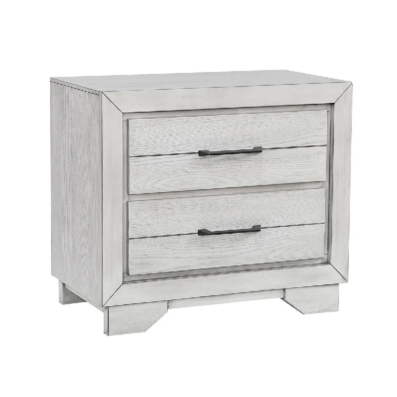 Contemporary 2-drawer Nightstand with Solid Wood Veneers & Handle