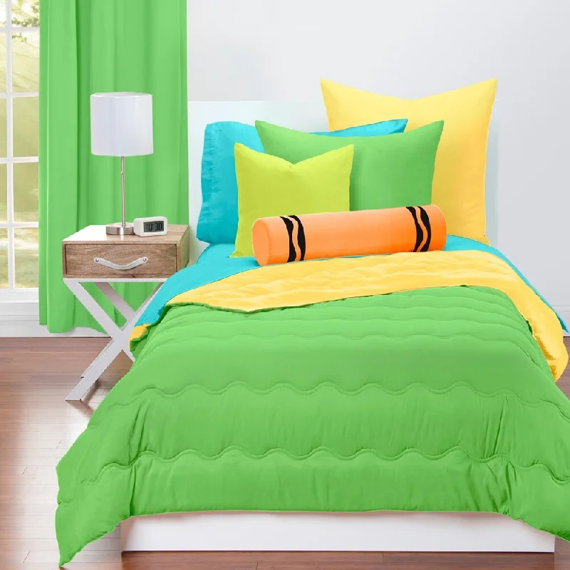 Crayola Jungle Green and Laser-Lemon Reversible 3-piece Comforter Set