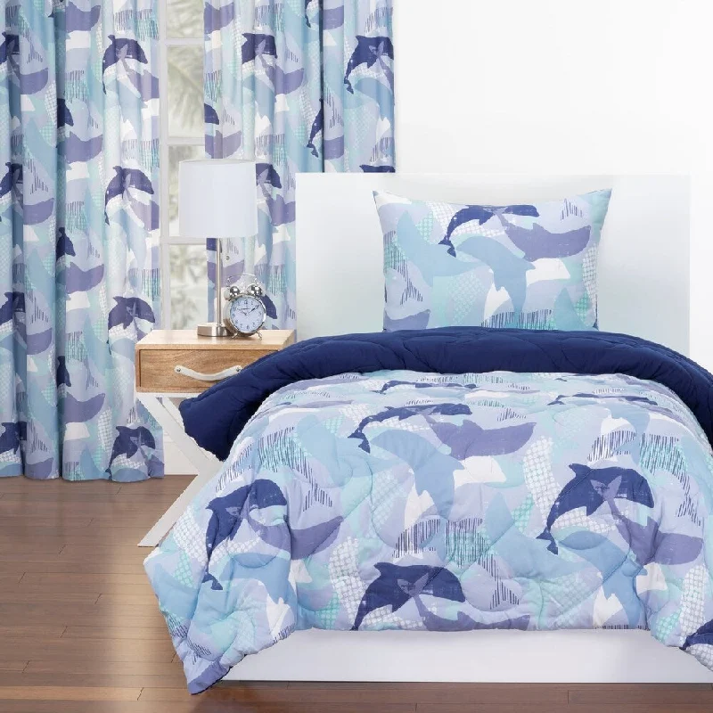 Crayola Life's Porpoise Reversible Comforter Set in Blue