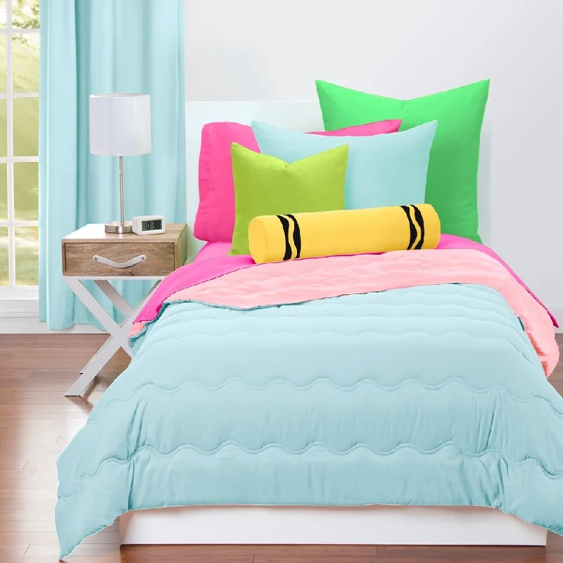 Crayola Sky Blue and Tickle Me Pink Reversible 3-piece Comforter Set