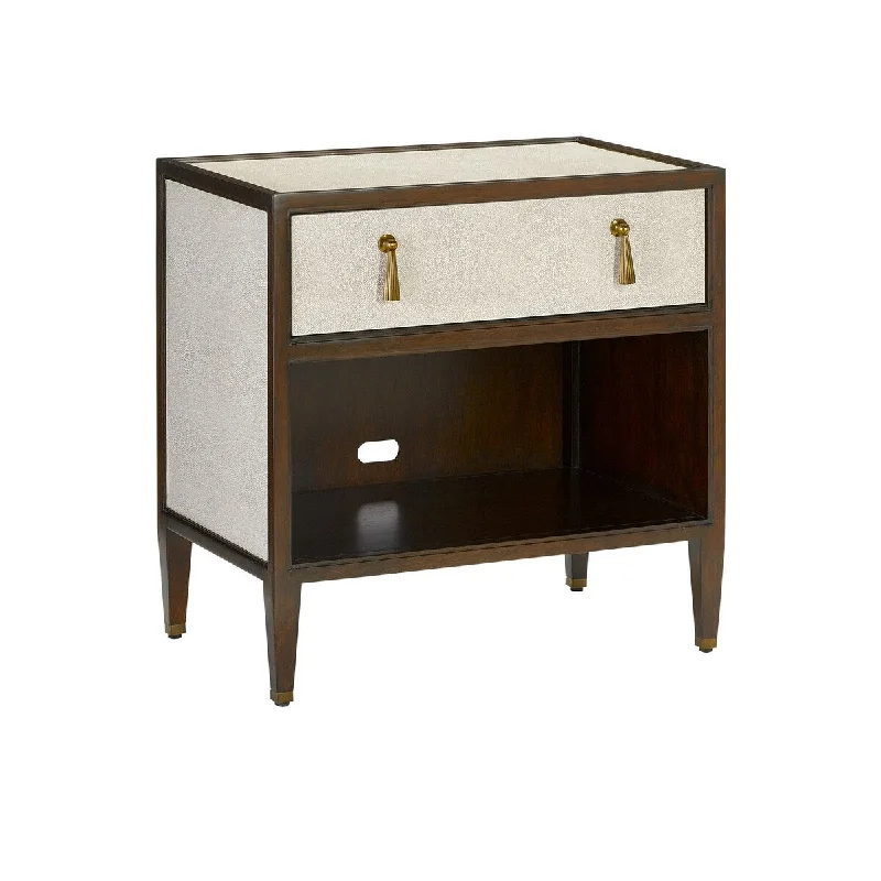 Currey & Company 26" Evie Faux Shagreen Mahogany Nightstand