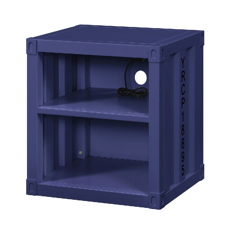 Dark Blue Nightstand with 2 Open Shelf