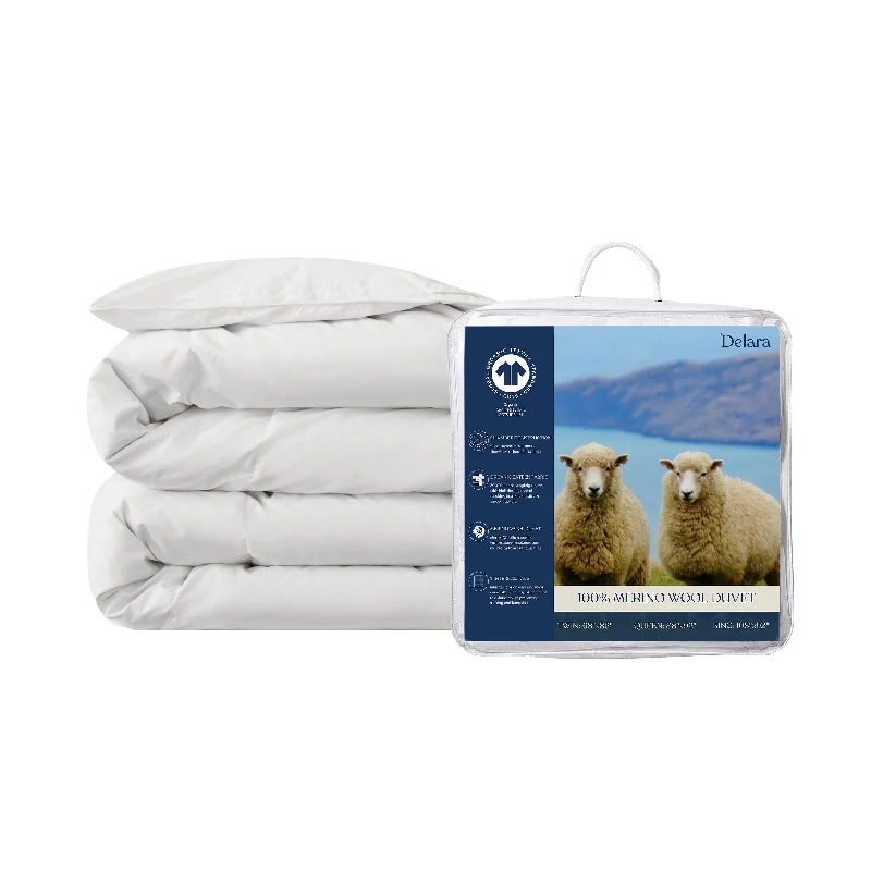 Delara Wool Duvet Insert 200GSM Summer/Spring GOTS Certified Organic Cotton Shell