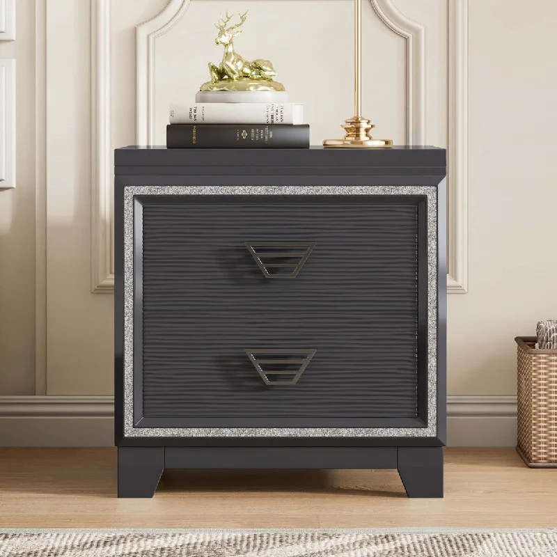 Elegant Nightstand with Metal Handle