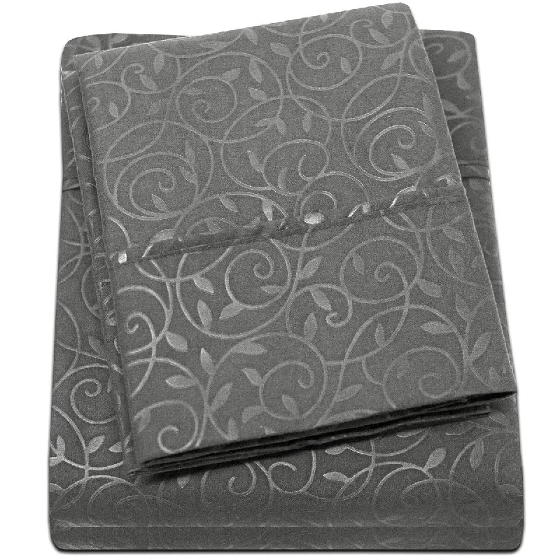 Embossed Vine Sheet Set Full Sheet Set Gray