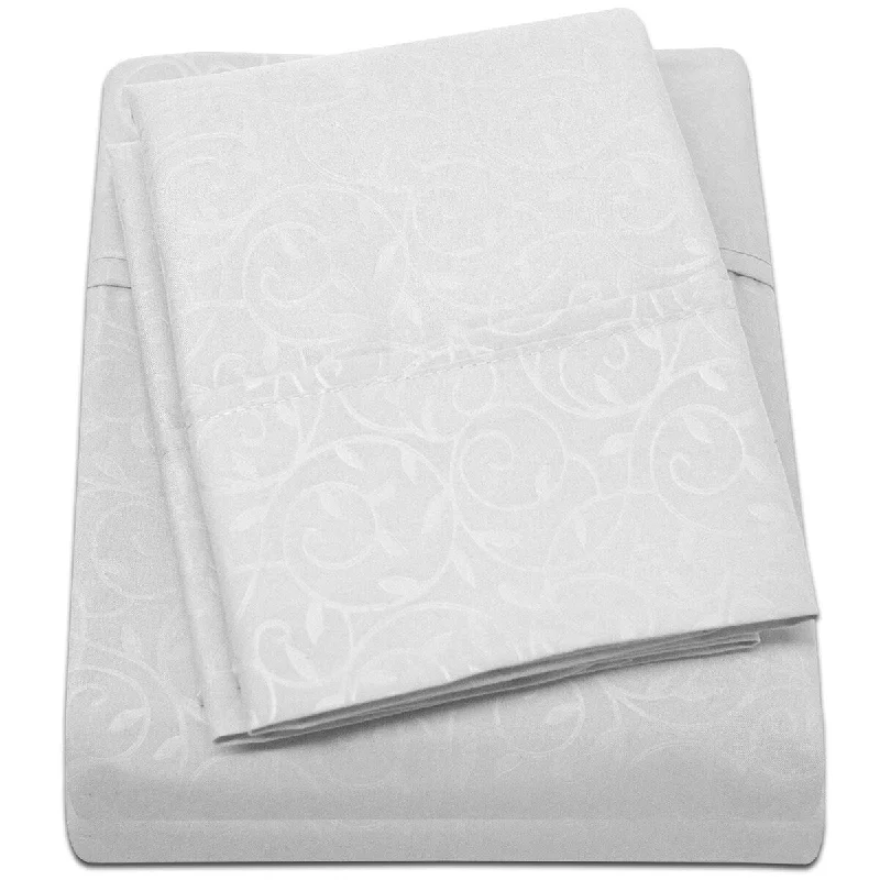 Embossed Vine Sheet Set Full Sheet Set White