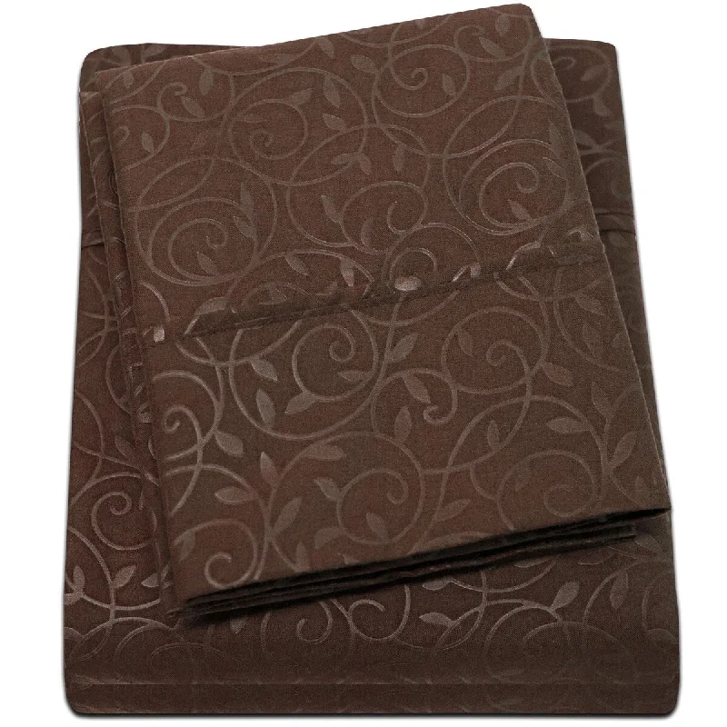 Embossed Vine Sheet Set Queen Sheet Set Chocolate