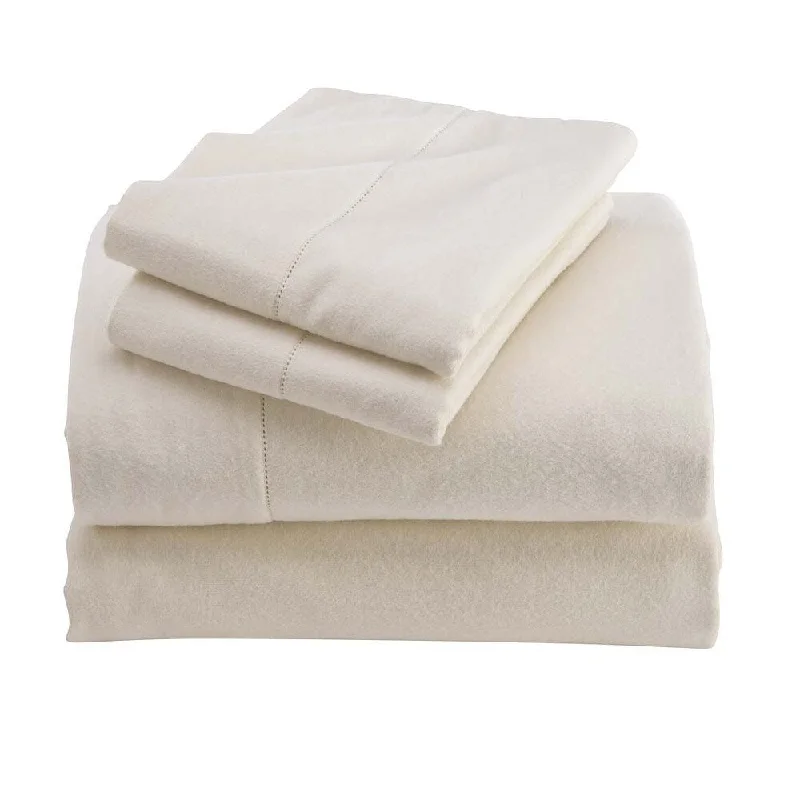 Full Signature Flannel Hemstitch Sheet Set - Natural