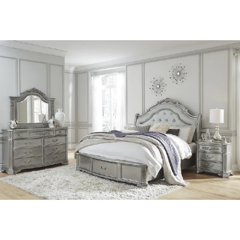 Global Furniture Juliet Antique Silver Nightstand