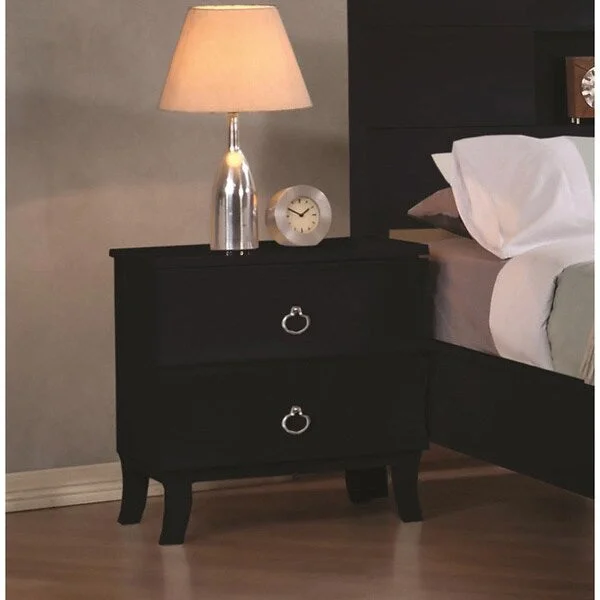 Halle Black Casual 2-Drawer Nightstand