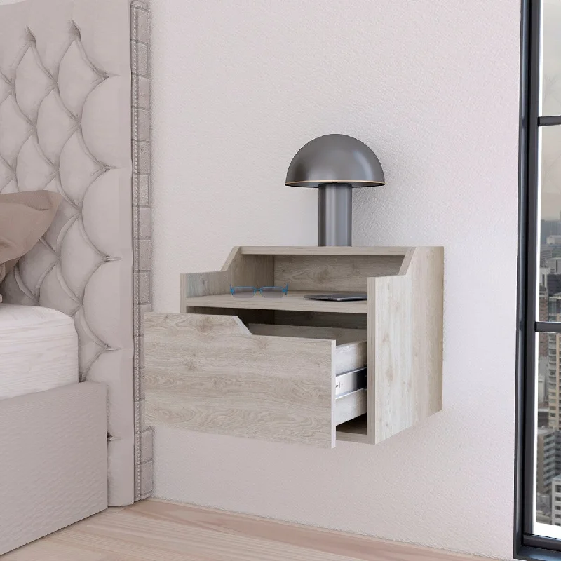 Hanging Wooden Double Shelf Nightstand